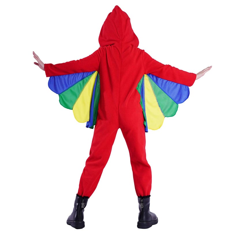 PGOND Girl's Parrot Jumpsuit Kids Red Costume (S/4-6Y) - Image 4